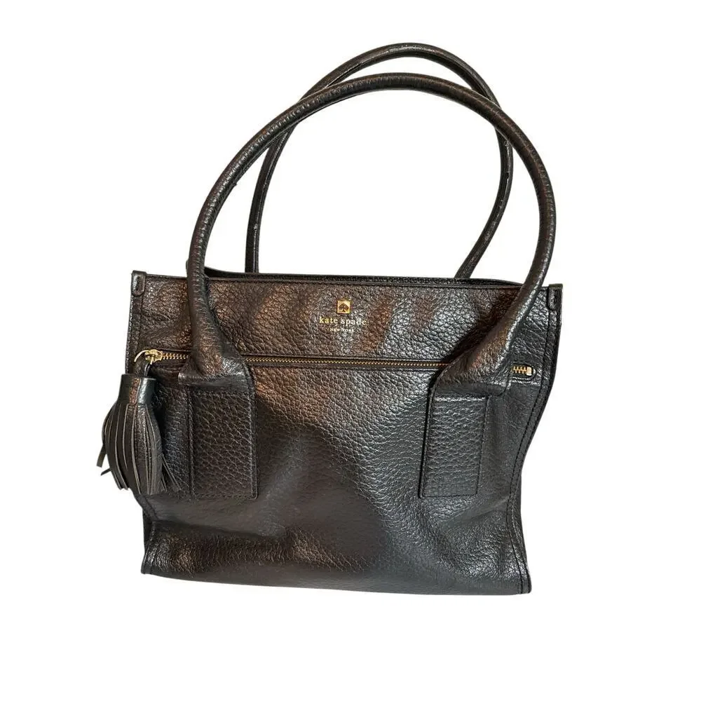 Kate Spade Women's Southport Avenue Oden Leather Tote Bag Black Travel Office